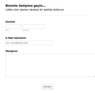 Türkçe Kargo Siparişi İletişim Form Şablonu