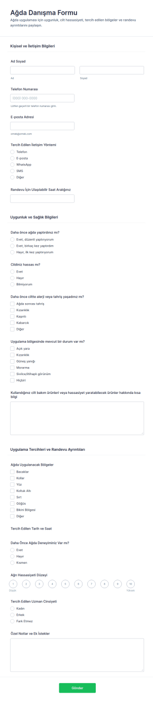 Türkçe Kılavuzlu Ağda Randevu Formu✨📝 Form Şablonu