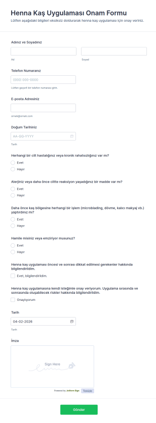 Türkçe Onay Formu 🎨✨ Form Şablonu