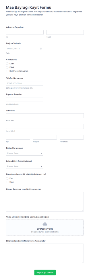 Türkiye Katılım Form Şablonu
