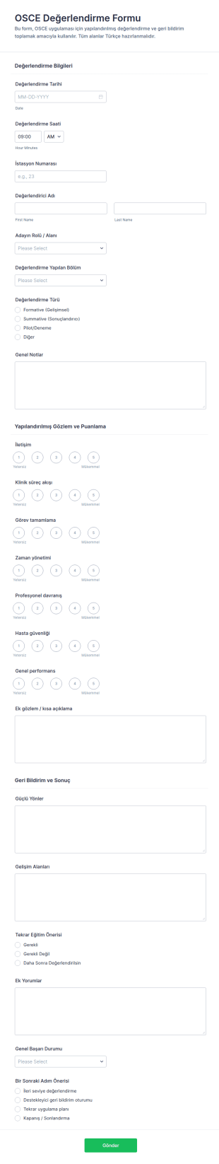 Türkiye OSCE Değerlendirme Form Şablonu