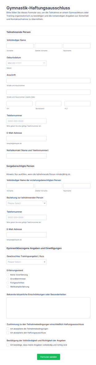 Turnhallen Sport Haftungsausschluss