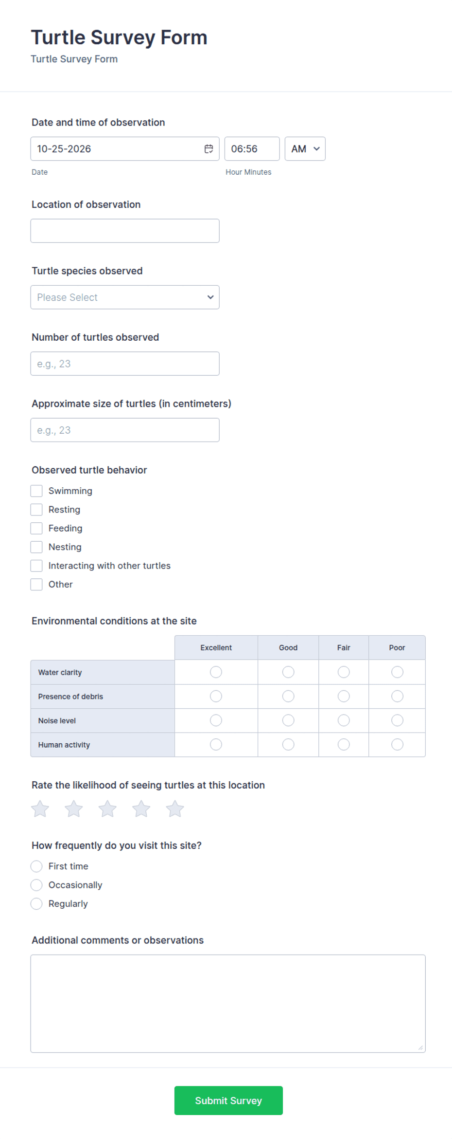Turtle Survey Form Template | Jotform
