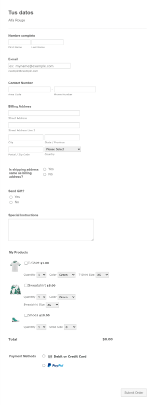 Tus Datos Form Template