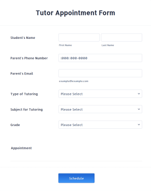 Tutor Appointment Form Template
