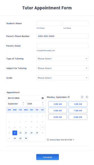 Tutor Appointment Form Template