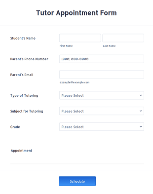 Tutor Appointment Form Template