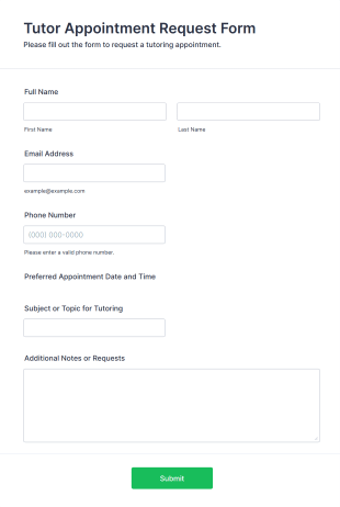 Tutor Appointment Request Form Template