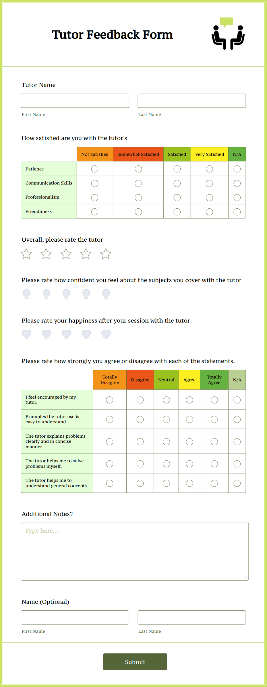 Tutor Feedback Form Template | Jotform