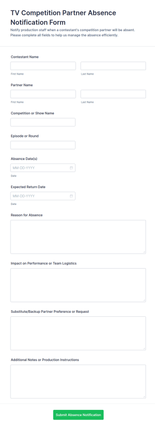 TV Competition Partner Absence Notification Form Template
