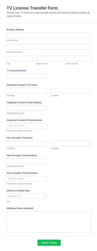 TV License Transfer Form Template