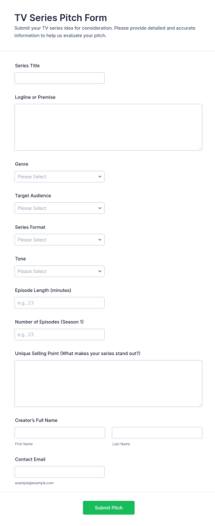 TV Series Pitch Form Template