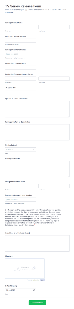 TV Series Release Form Template