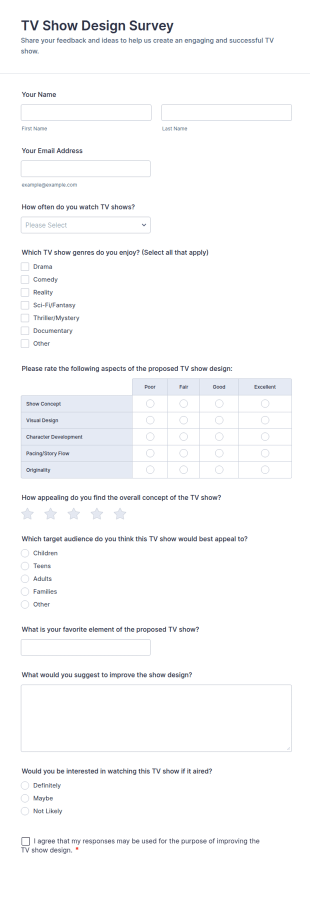 TV Show Design Survey Form Template