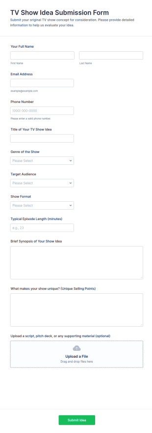 TV Show Idea Submission Form Template
