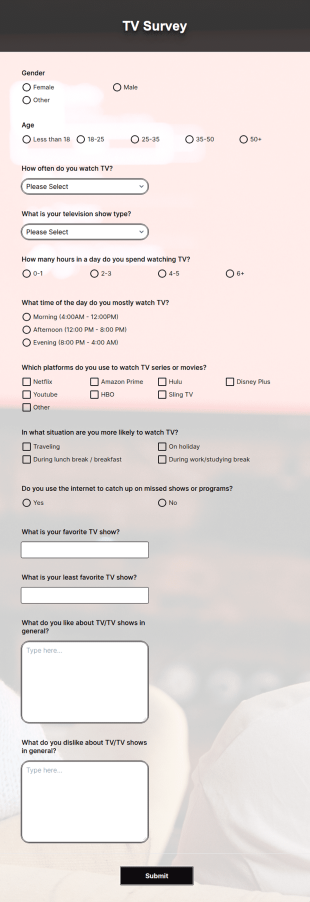 TV Survey Form Template