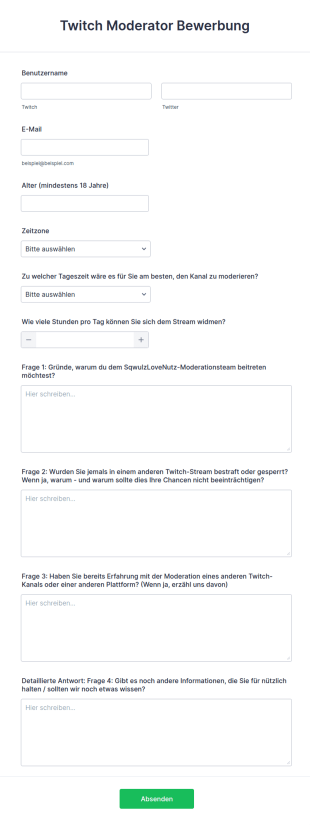 Twitch Mod Bewerbung