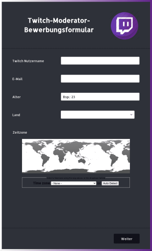 Twitch Moderator Bewerbung Form Template