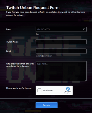 Twitch Unban Request Form Template