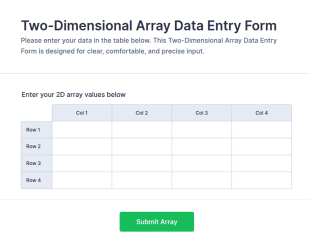 Two Dimensional Array Data Entry Form Template