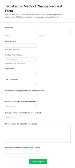 Two Factor Method Change Request Form Template