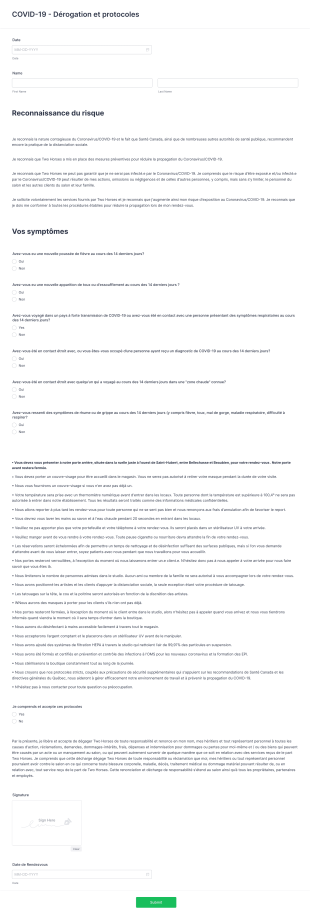 Two Horses COVID 19 Waiver And Protocols (FR)