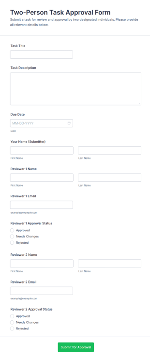 Two Person Task Approval Form Template