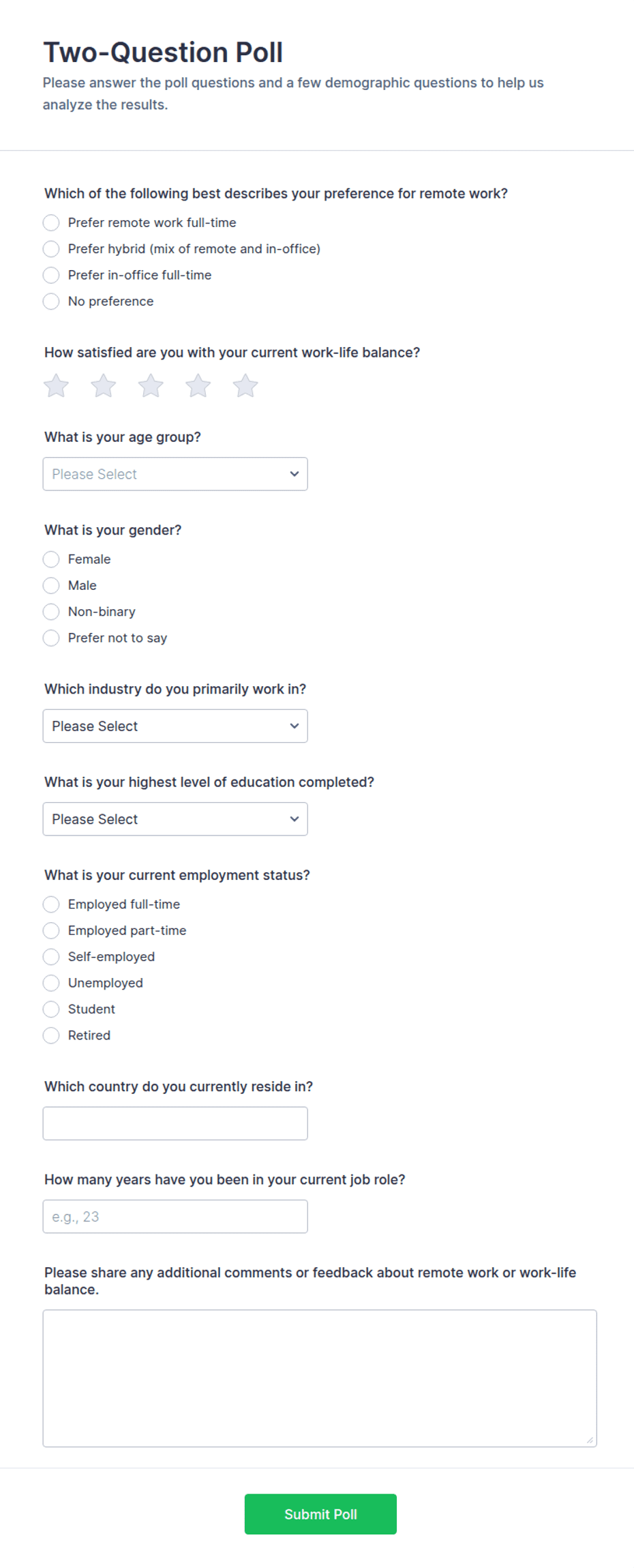 Two-Question Poll Form Template | Jotform