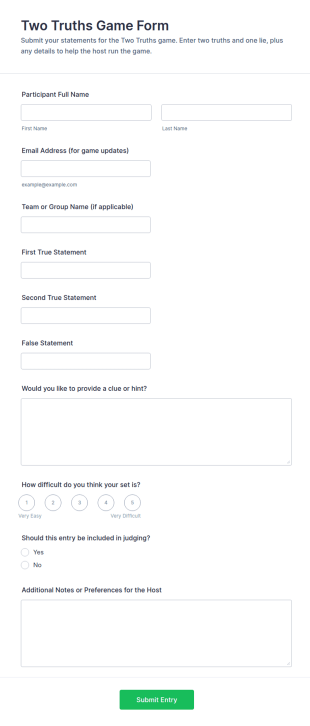 Two Truths Game Form Template