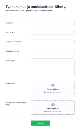 Työhakemus Ansioluettelolla Form Template