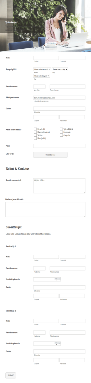 Työnhakukaavake