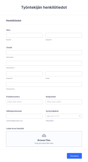 Työntekijän Henkilötiedot Lomake