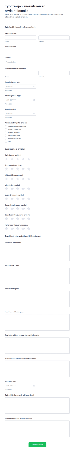 Työntekijän Suoriutumisen Arviointilomake