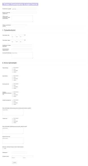 Työntekijän Suosittelulomake Form Template