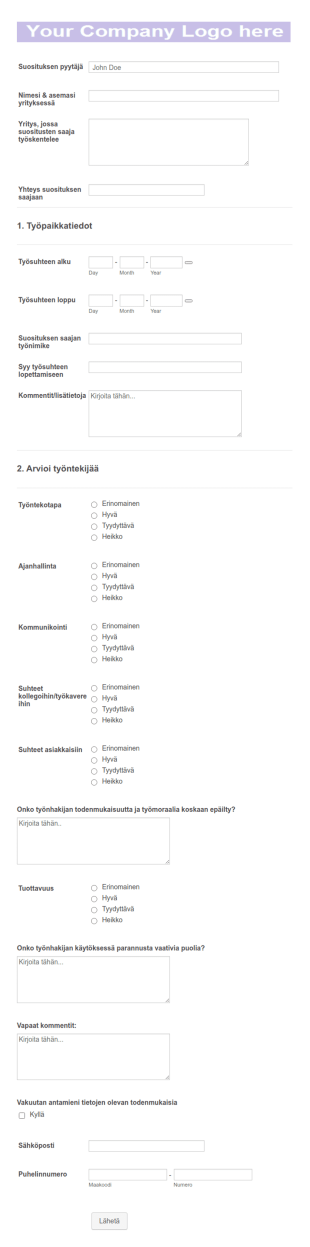 Työntekijän Suosittelulomake