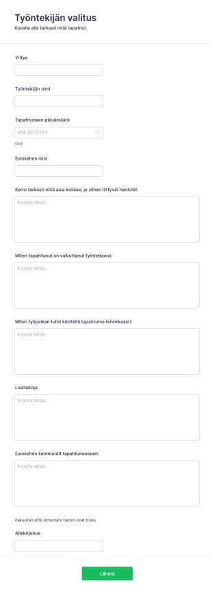 Työntekijän Valituslomake