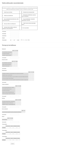 Työturvallisuuden Seurantalomake Form Template