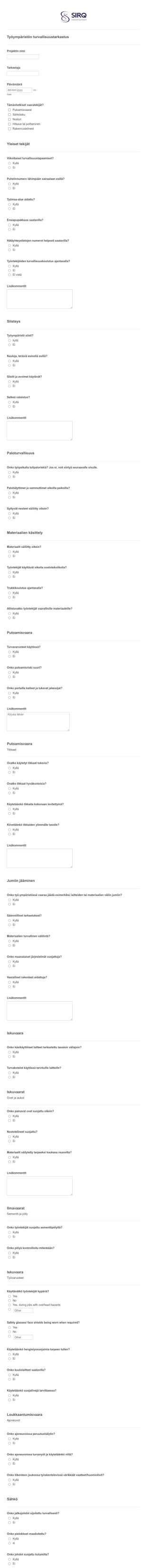 Työympäristön Turvallisuustarkastus