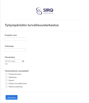 Työympäristön Turvallisuustarkastus Form Template