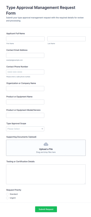 Type Approval Management Request Form Template