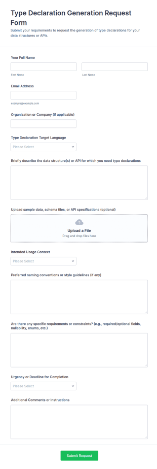 Type Declaration Generation Request Form Template