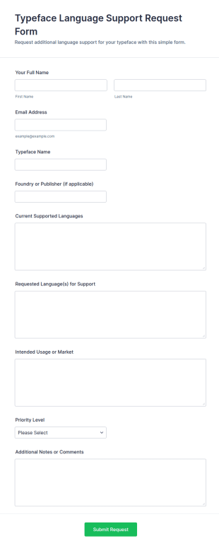 Typeface Language Support Request Form Template