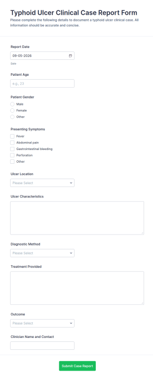 Typhoid Ulcer Clinical Case Report Form Template