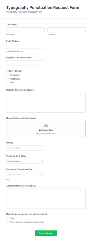 Typography Punctuation Request Form Template