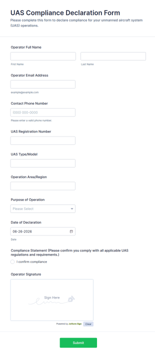 UAS Compliance Declaration Form Template
