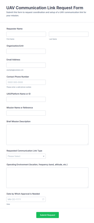UAV Communication Link Request Form Template