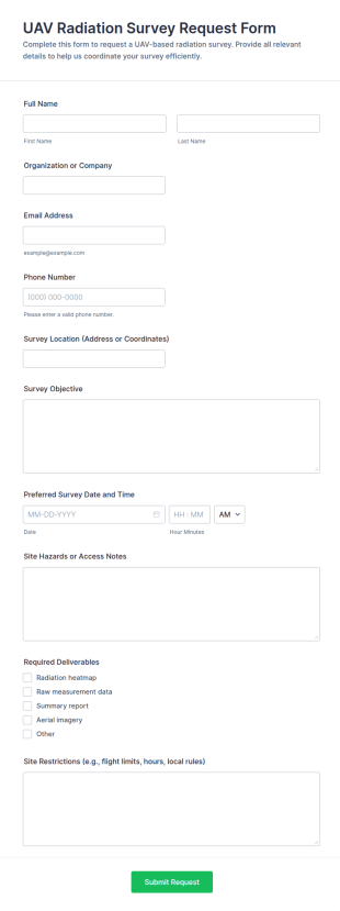 UAV Radiation Survey Request Form Template