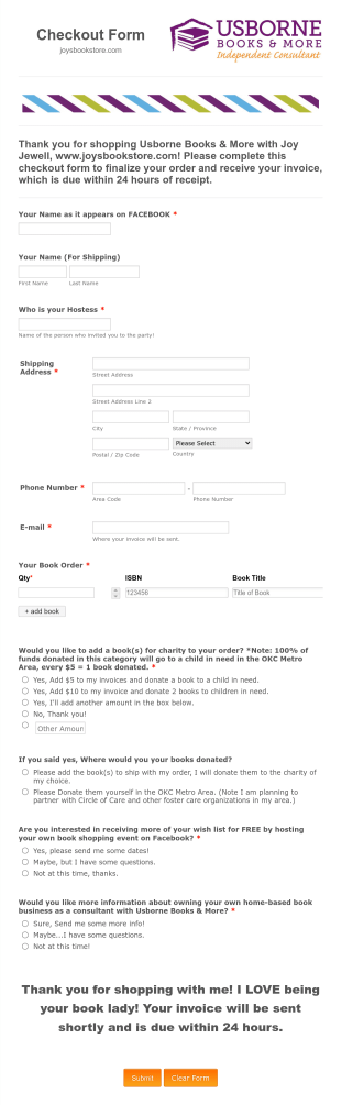 UBAM Checkout Form Template