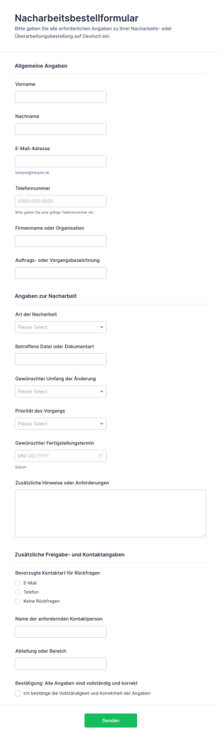 Überarbeitungsauftrag Einreichungsformular