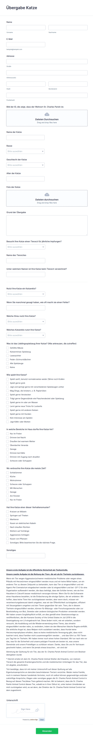 Übergabe Katze